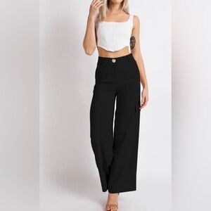 Chic Black Wide-Leg Women's Pants